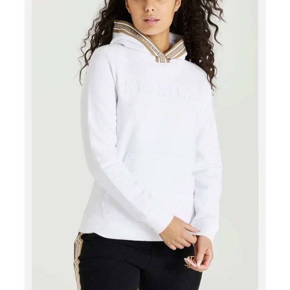 Sik Silk Women’s Overhead Logo Terry Cloth Hooded Sweatshirt Med